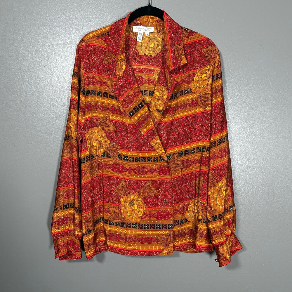 Laura & Jayne Women's Vintage Red & Orange Lightweight 1980's Blazer - Size 8